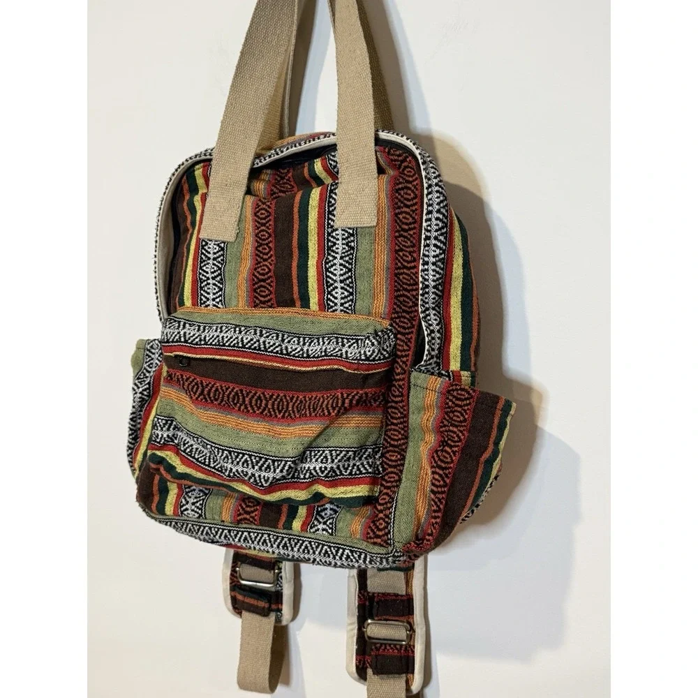 Earthbound Trading Co Indian Woven Style Back Pack 15 x17